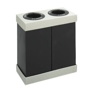 safco products at-your-disposal double recycling center 9794bl, black, impact and water resistant, two 28 gallon bins