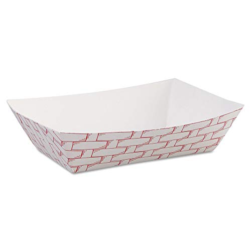 Boardwalk BWK30LAG040 1000/Carton 6 oz. Paper Food Baskets - Red/White