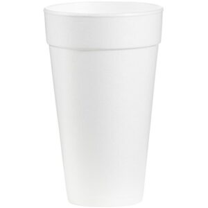 dart 20j16 3.7" top and 2.4" bottom diameter, 6.1" height, 20 oz big drink foam cup (case of 500), white