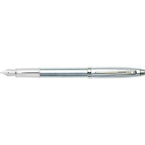 Sheaffer 100 Brushed Chrome Fountain Pen with Chrome Trim and Medium Nib