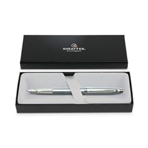 Sheaffer 100 Brushed Chrome Fountain Pen with Chrome Trim and Medium Nib