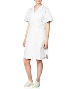 dickies womens button front medical scrubs dresses, white, large us