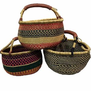 african baskets - bolga basket, large, assorted 1 ea