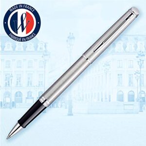 Waterman Hémisphère Rollerball Pen, Stainless Steel with Chrome Trim, Fine Point with Black Ink cartridge, Gift Box