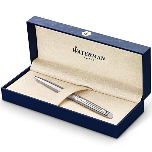 Waterman Hémisphère Ballpoint Pen, Stainless Steel with Chrome Trim, Medium Point, Blue Ink, Gift Box