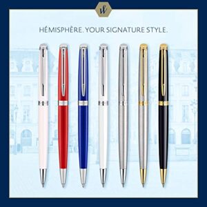 Waterman Hémisphère Ballpoint Pen, Stainless Steel with Chrome Trim, Medium Point, Blue Ink, Gift Box