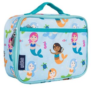 wildkin kids insulated lunch box bag for boys & girls, reusable kids lunch box is perfect for early elementary daycare school travel, ideal for hot or cold snacks & bento boxes (mermaids)