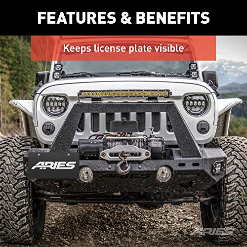 ARIES 55-0000 Jeep Bumper License Plate Bracket , Black