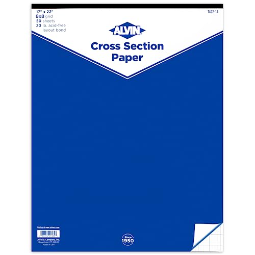 ALVIN Cross Section Graph Paper Pad 17" x 22" Model 1422-14 Drafting and Graph Paper Suitable for Pencil and Ink Printer Compatible 8" x 8" Grid - 50 Sheet Pad 17" x 22"