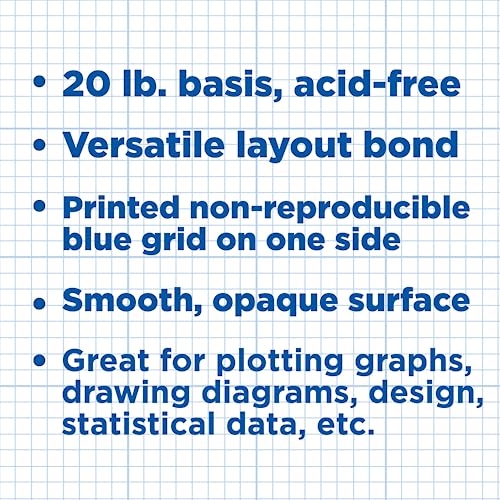 ALVIN Cross Section Graph Paper Pad 17" x 22" Model 1422-14 Drafting and Graph Paper Suitable for Pencil and Ink Printer Compatible 8" x 8" Grid - 50 Sheet Pad 17" x 22"