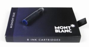 montblanc ink cartridges midnight blue 105195 – short international standard fountain pen refills in blue-black – 8 pen cartridges