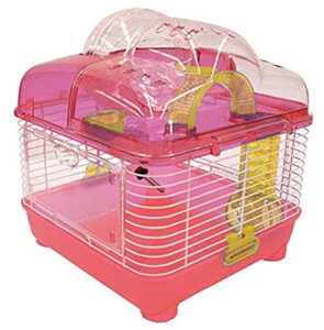 yml clear plastic dwarf hamster mice cage with ball on top, pink 10 in