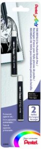 pentel arts pocket brush refills, black ink 2-pk carded (fp10bp2a)