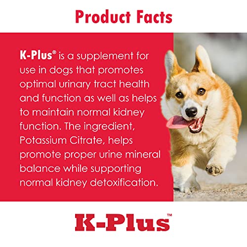 K-Plus Potassium Citrate Plus Cranberry Supplement for Dogs - UTI Remedy Chewable Tablets - Supports Bladder Health - For Every Dog Breed (100 Tabs)