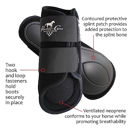 Professional's Choice Equine Ventech Splint Boot | Hook & Loop Closure | Sold in Pairs | Black Medium