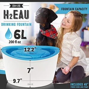 ZEUS H2EAU Elevated Dog and Cat Drinking Water Fountain with Purifying Filter, 6L Capacity