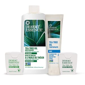 Desert Essence Tea Tree Oil Toothpaste - Mint - 6.25 Oz - Pack of 2 - Refreshing Taste - Deep Cleans Teeth & Gums - Helps Fight Plaque - Sea Salt - Pure Essential Oil - Baking Soda