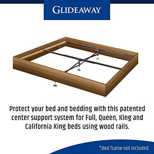 Glideaway X-Support Bed Frame Support System, GS-3 XS Model - 3 Cross Rails and 3 Legs - Strong Center Support Base for Full, Queen and King Mattress, Box Springs, and Bed Foundations