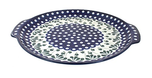 Blue Rose Polish Pottery Alyce Round Serving Tray with Handles