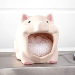 home essentials pink pig scrubby holder with scrubby included, 4-inch height