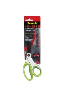scotch 8" precision ultra edge bent titanium scissors, great for everyday cutting needs (1458tbg)