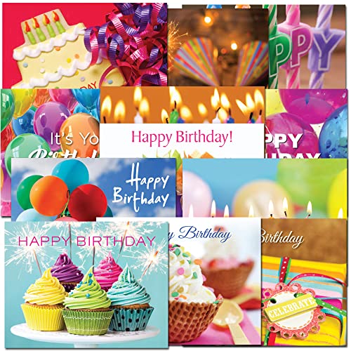 POSTCARDS: 60 Birthday Postcards -12 Designs with Messages Boxed Made in USA by CroninCards