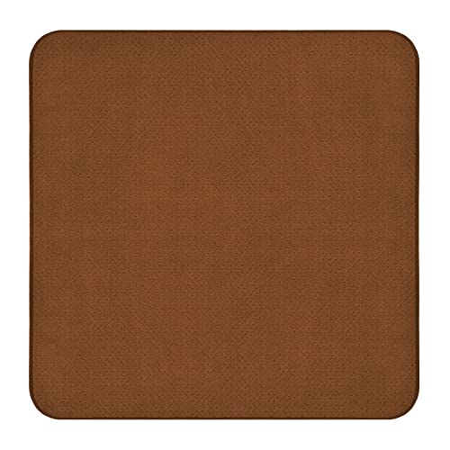 House, Home and More Skid-Resistant Carpet Indoor Area Rug Floor Mat - Toffee Brown - 3 Feet X 3 Feet