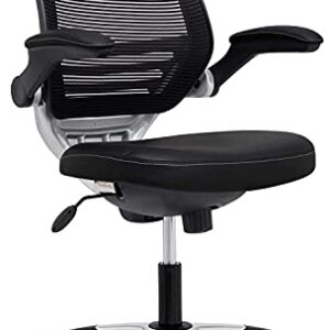 Modway Edge Mesh Back and White Vinyl Seat Office Chair With Flip-Up Arms - Computer Desks in Black