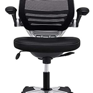 Modway Edge Mesh Back and White Vinyl Seat Office Chair With Flip-Up Arms - Computer Desks in Black