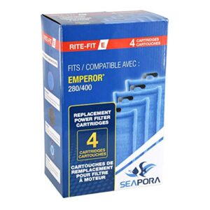 seapora rite-fit e cartridges for emperor power filters - 280/400-4 pk