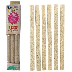 penn-plax sanded bird perch covers – made from crushed seashells – great for parakeets, lovebirds, parrotlets, finches, canaries, and more – small – 6-pack