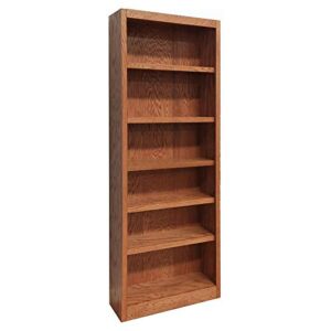 concepts in wood midas six shelf bookcase 84" h dry oak finish