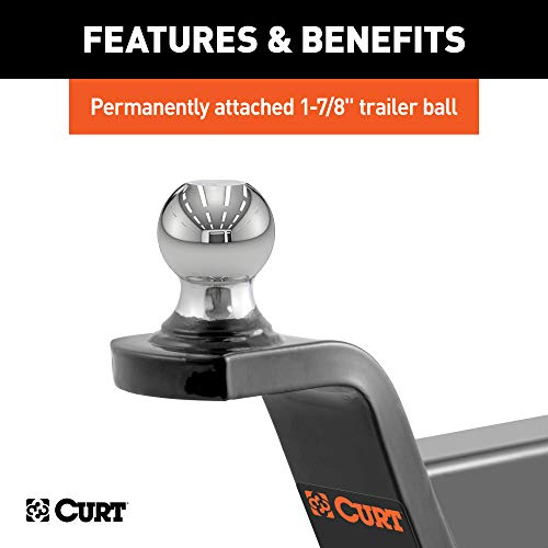 CURT 45152 Fusion Trailer Hitch Mount with 1-7/8-Inch Ball & Pin, Fits 2-Inch Receiver, 5,000 lbs, 2-In Rise