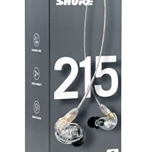 Shure SE215 PRO Wired Earbuds - Professional Sound Isolating Earphones, Clear Sound & Deep Bass, Single Dynamic MicroDriver, Secure Fit In Ear Monitor, plus Carrying Case & Fit Kit - Clear (SE215-CL)