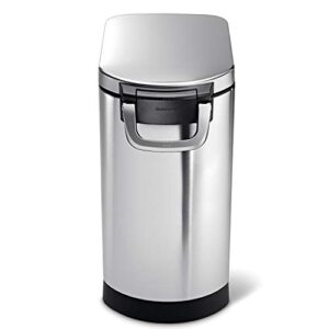 simplehuman 30 Liter, 32 lb / 14.5 kg Large Pet Food Storage Container, Brushed Stainless Steel for Dog Food, Cat Food, and Bird Feed