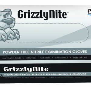 Hospeco ProWorks GrizzlyNite GL-N105FL Exam Grade Nitrile Glove, Powder Free, Disposable, 9.5" Length, 4.3 mil Thick, Large (Pack of 100),Black