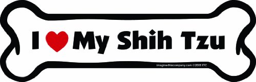 Imagine This Bone Car Magnet, I Love My Shih Tzu, 2-Inch by 7-Inch