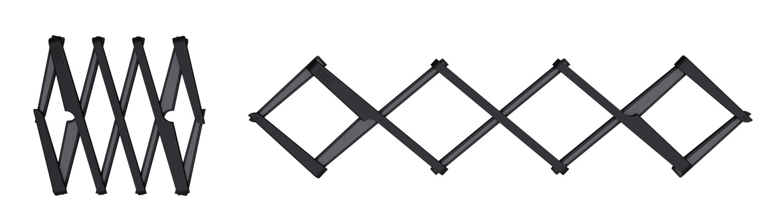 Joseph Joseph Stretch Folding Silicone Trivet for Hot Pot and Pan, Expanding non slip stand, heat resistant mat for Kitchen Countertop - Black