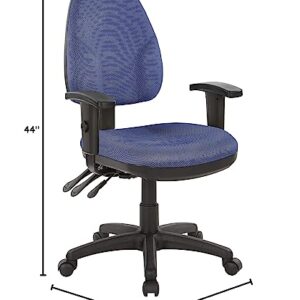 Office Star Ergonomic Dual Function Office Task Chair with Adjustable Padded Back and Built-in Lumbar Support, with Arms, Diamond Blue Galaxy Fabric