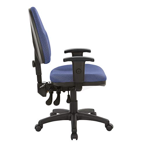 Office Star Ergonomic Dual Function Office Task Chair with Adjustable Padded Back and Built-in Lumbar Support, with Arms, Diamond Blue Galaxy Fabric