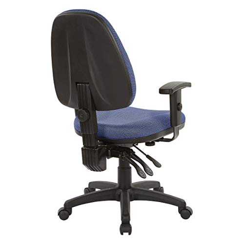 Office Star Ergonomic Dual Function Office Task Chair with Adjustable Padded Back and Built-in Lumbar Support, with Arms, Diamond Blue Galaxy Fabric