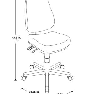 Office Star Ergonomic Dual Function Office Task Chair with Adjustable Padded Back and Built-in Lumbar Support, Armless, Diamond Wine Fabric