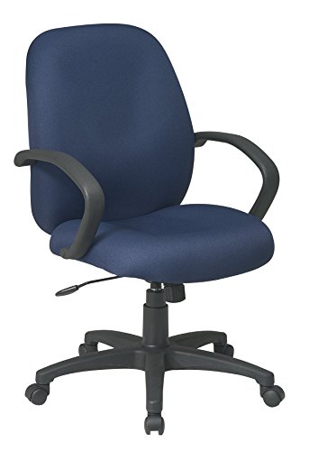 Office Star EX Series Executive Mid-Back Adjustable Manager's Chair with Nylon C Arms and Heavy Duty Base, Icon Blue Fabric