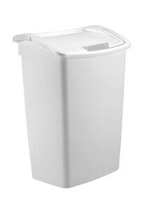 rubbermaid, 11.25 gallon, white dual-action swing lid trash can for home, kitchen, and bathroom garbage