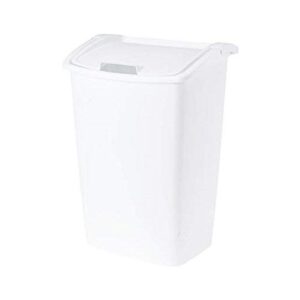 Rubbermaid, 11.25 Gallon, White Dual-Action Swing Lid Trash Can for Home, Kitchen, and Bathroom Garbage