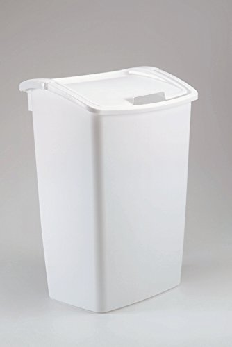 Rubbermaid, 11.25 Gallon, White Dual-Action Swing Lid Trash Can for Home, Kitchen, and Bathroom Garbage