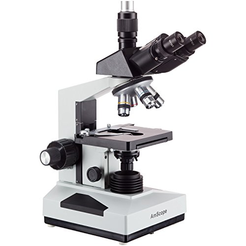 AmScope T490B Compound Trinocular Microscope, 40X-2000X Magnification, Halogen Light, Abbe Condenser, 2-Layer Mechanical Stage, High-Resolution Optics, Awarded No. 6 Among The Top 10 Microscopes 2016