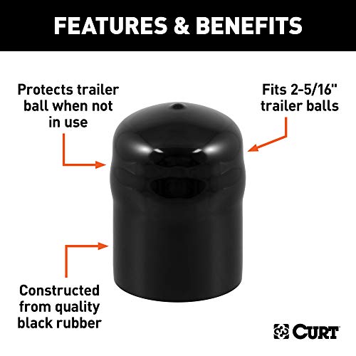 CURT 21810 Black Rubber Trailer Hitch Ball Cover, 2-5/16-Inch Diameter