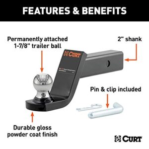 CURT 45151 Fusion Trailer Hitch Mount with 1-7/8-Inch Ball & Pin, Fits 2-Inch Receiver, 5,000 lbs, 4-Inch Drop, GLOSS BLACK POWDER COAT