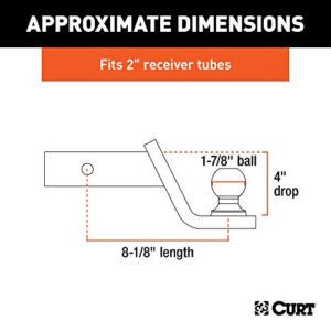 CURT 45151 Fusion Trailer Hitch Mount with 1-7/8-Inch Ball & Pin, Fits 2-Inch Receiver, 5,000 lbs, 4-Inch Drop, GLOSS BLACK POWDER COAT